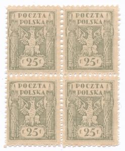 0090 C cl szarooliwkowy papier cienki prążkowany pionowo ZL 11½ w czwórce gwarancja czyste**