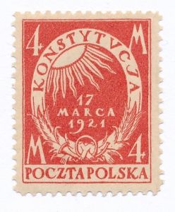 0130 a różowoczerwony ZL 11½ gwarancja czysty** Uchwalenie Konstytucji