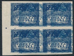 0082 A Dp niebieski/ciemnoniebieski czwórka czyste** wydanie w walucie koronowej 430/25