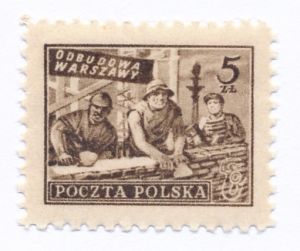 0513 a ciemnobrązowy papier średni jednolity ZL 10¾:11¼ gwarancja czysty** Odbudowa Warszawy