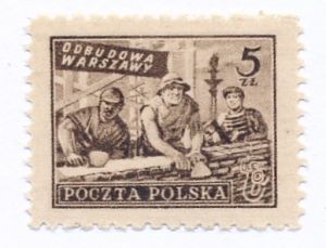 0513 b jasnobrązowy papier średni jednolity ZL 11¼:12 gwarancja czysty** Odbudowa Warszawy