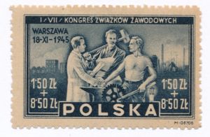0386 papier szarożółty guma żółta czysty** VII Kongres Związków Zawodowych